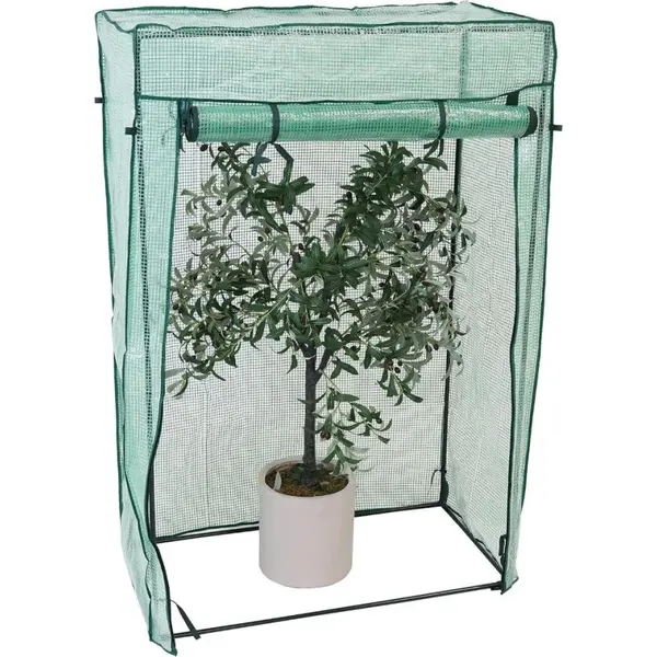 Invernadero de plantas P/tomate y maceta de lujo, portátil con puerta enrollable y cremallera, marco de tubo metalico con cubierta de polietileno, invernadero de iniciación de tomate.