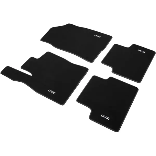 Alfombrillas de coche de color negro auténtico, almohadillas antideslizantes para Honda Civic, compatibles con modelos 2016-2021