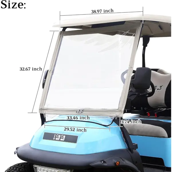 10L0L Parabrisas de carrito de golf para Club Car Precedent, parabrisas transparente de PVC plegable portátil