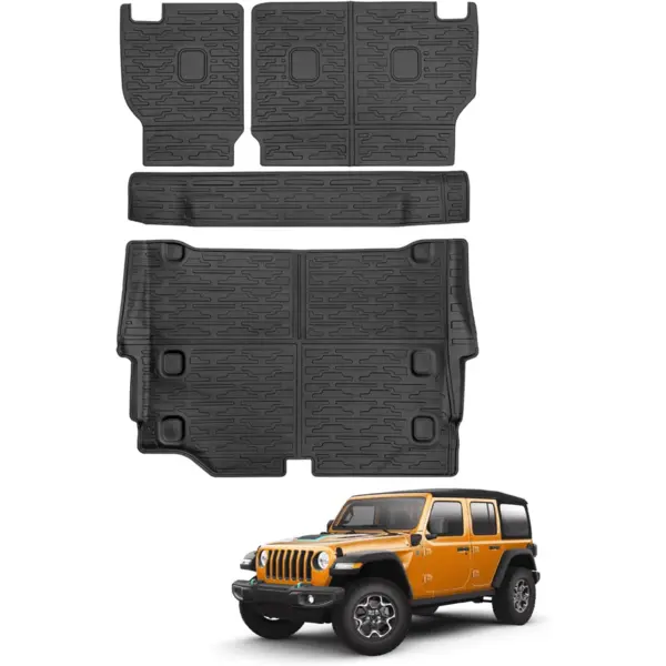 Alfombrilla de carga compatible con Jeep Wrangler JL 4 puertas 4XE (híbrido enchufable) 2021-2024. Funda de asiento trasero de TPE para Jeep Wrangler de 4 puertas