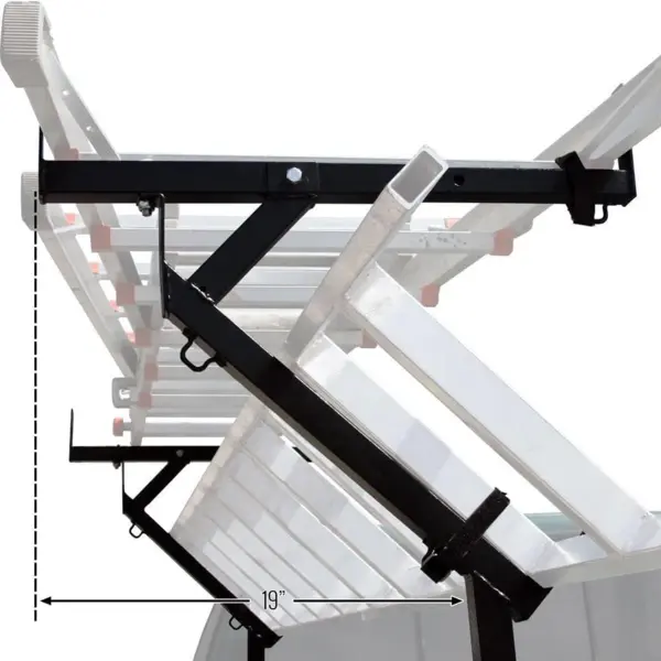 Estante lateral para pickup, soportes extraíbles, barras 20?28" ajustables, escaleras /tuberías/madera, 6 amarres y 12 ojales, incluye 4 correas, acero con pintura en polvo, requiere perforación