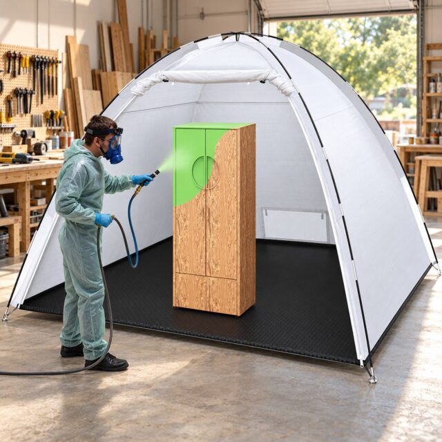 Cabina de pintura en aerosol portátil Dikutar de tela Oxford 420D de 10x8x6.6 pies, para proyectos en el hogar y bricolaje, con espacio cerrado para contener la pintura y facilitar el trabajo, foto 1 de 6