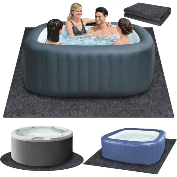 Almohadilla inflable para bañera de hidromasaje de 228 x 228 cm, para exteriores e interiores, respaldo antideslizante impermeable, absorbente para base de suelo de spa, piscina.