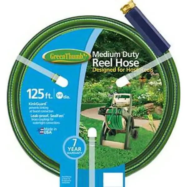 Manguera de servicio mediano Green Thumb 8501-125 ? de 5/8" x 125', resistente, flexible y duradera para riego confiable en exteriores. ???