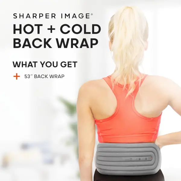 Sharper Image® Envoltura de espalda caliente y fría, ajuste ajustable, calor calmante y terapia de frío revitalizante, paquete de hielo portátil, compresión de recuperación de dolor de entrenamiento