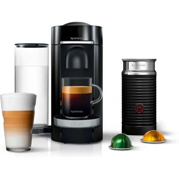 Nespresso- Máquina de café y expreso Vertuo Plus por De'Longhi, de grado barista, Cafetera automática versátil: prepara diferentes tamaños de taza de café de una sola porción, Cafetera inteligente