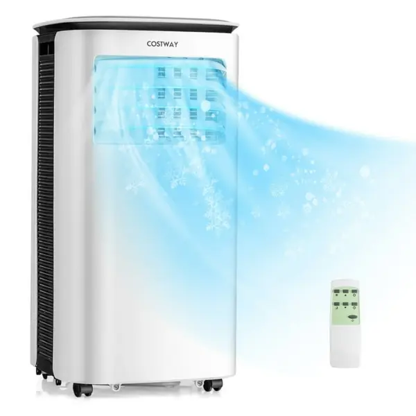Costway 6500 BTU: aire acondicionado portátil 3 en 1 con enfriamiento, ventilador y deshumidificador; potente, compacto e ideal para espacios pequeños.