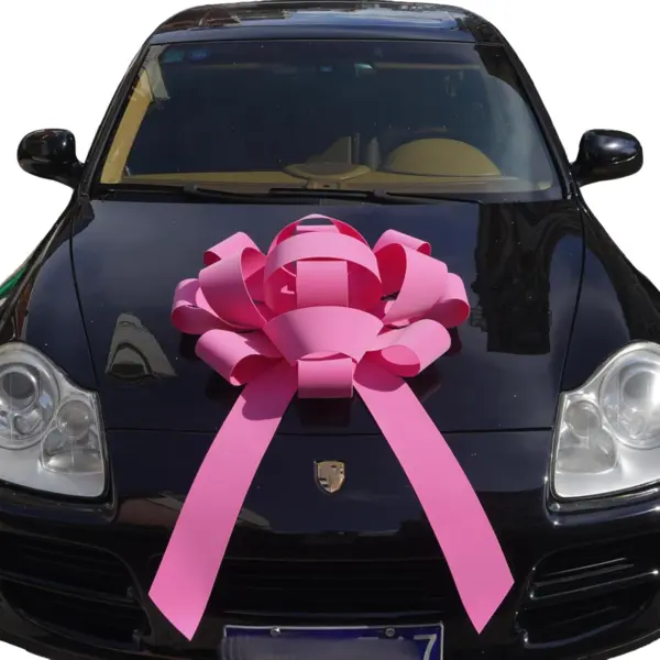 Lazo gigante rosa para automóvil, lazo de terciopelo