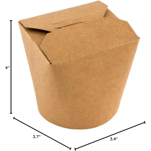 Restaurantware Bio Tek - Recipientes de alimentos de 4 x 3.4 x 3.7 pulgadas, 200 cajas de fideos duraderas, papel kraft sostenible desechable, cajas redondas de 26 onzas para llevar o entrega express.