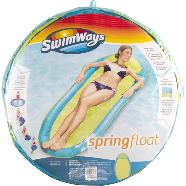 Flotador de resorte original - Hamaca flotante para piscina o lago - Lima/Azul claro