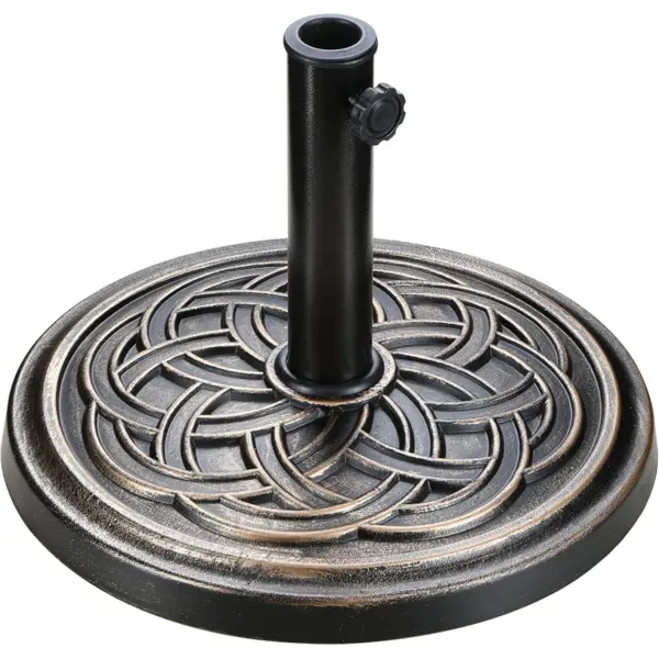 Base redonda de 17.72 pulgadas para sombrilla de patio, 24.2 libras, exterior, cubierta, césped, jardín, bronce