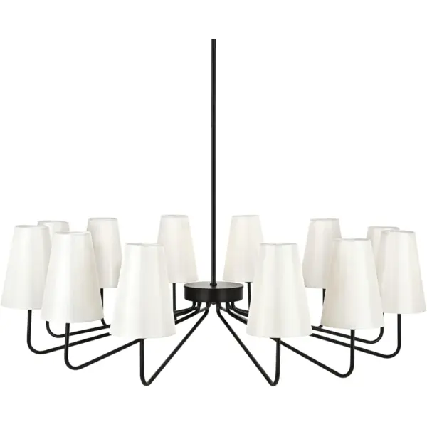Peblto Candelabros clásicos negros con tela brillante, lámpara colgante de granja de 12 luces, iluminación colgante de techo de 41.75 pulgadas para cocina, recámara, comedor, sala de estar, escalera