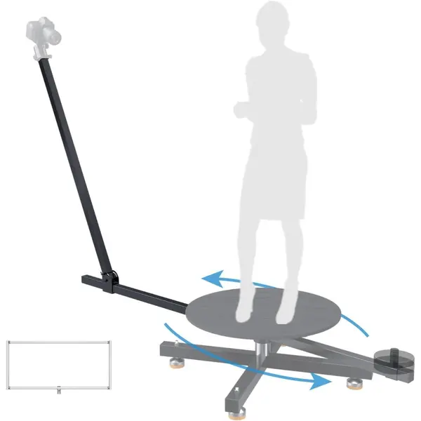 ?No incluye spinner? RAUBAY Spinner de 360 grados (versión estándar), kit de extensión, postes de extensión de 48 pulgadas y soporte de fondo de 20 x 41 pulgadas para retrato, selfie, escaneo corporal