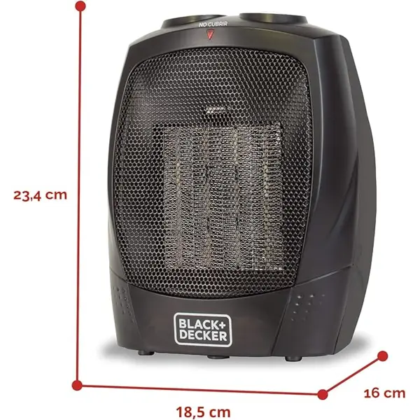 BLACK+DECKER BHDC201 Calentador personal de cerámica y ventilador, se adapta a tu escritorio de dormitorio u oficina, configúralo a baja temperatura (750 vatios) calor alto (1500 vatios), o ventilador