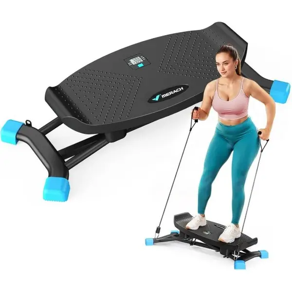 Tabla de equilibrio para adultos, step con bandas de resistencia, portátil con monitor LCD, capacidad de 300 lb, entrenador de equilibrio para entrenamiento de cuerpo completo en el gimnasio en casa.
