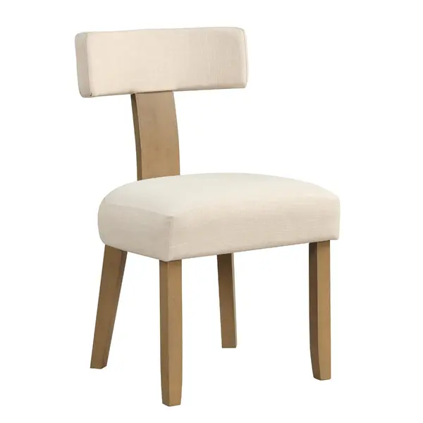 Juego de 2 sillas de comedor con respaldo curvo y asiento acolchado en beige, estructura de madera de caucho y contrachapada, patas con almohadillas antideslizantes, soporta hasta 396 lbs (180 kg), foto 2 de 9