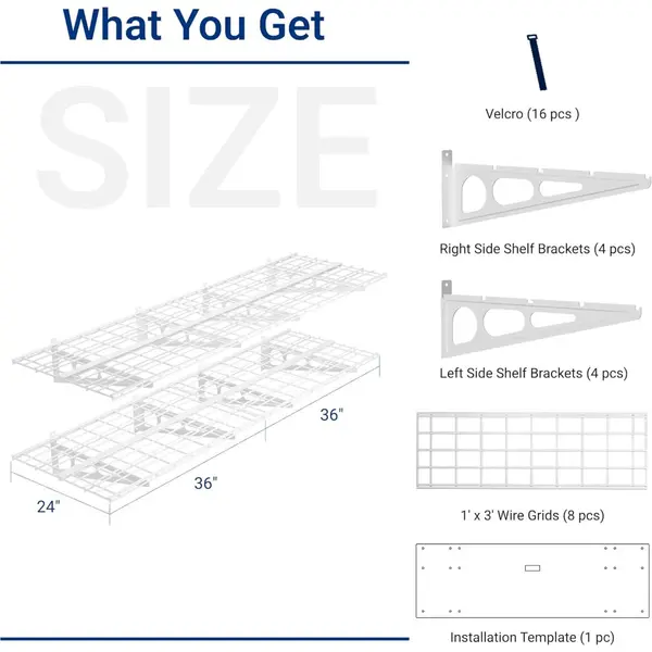 Estante de almacenamiento para garaje, 2 unidades de 2 x 6 pies, blanco, montaje en pared, robusto, para cocina