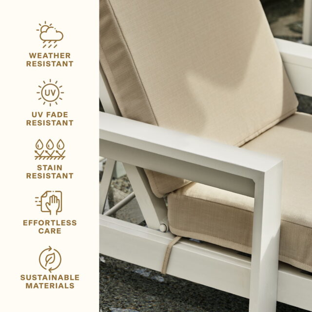 Cojín de repuesto para chaise lounge o tumbona de patio, de 57 cm de ancho x 178 cm de largo x 9 cm de grosor, en tono beige neutro con textura estilo Hampton, cómodo y resistente para exteriores, foto 2 de 4