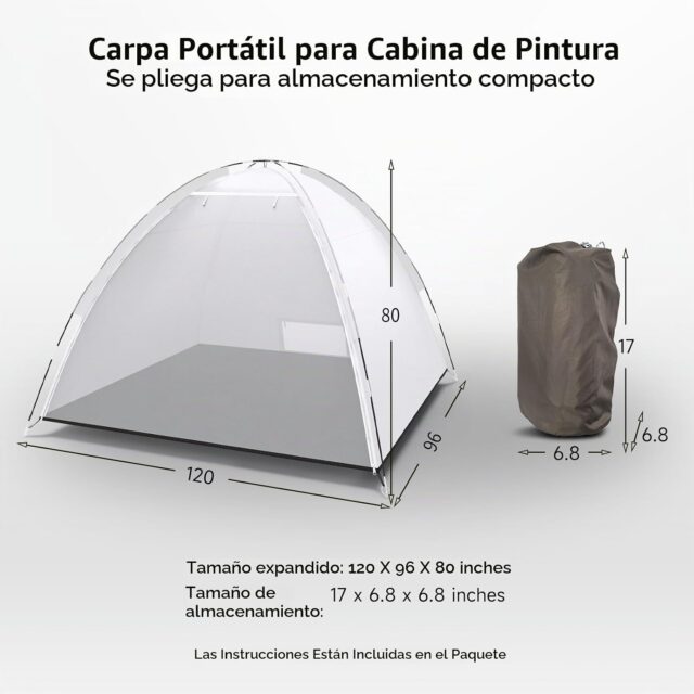 Cabina de pintura en aerosol portátil Dikutar de tela Oxford 420D de 10x8x6.6 pies, para proyectos en el hogar y bricolaje, con espacio cerrado para contener la pintura y facilitar el trabajo, foto 6 de 6
