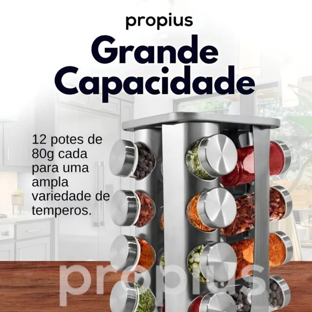 Especiero de acero inoxidable con 12 frascos de vidrio transparente para identificar cada especia, base giratoria de 360 grados y formato de torre vertical para ahorrar espacio en la encimera, foto 8 de 10