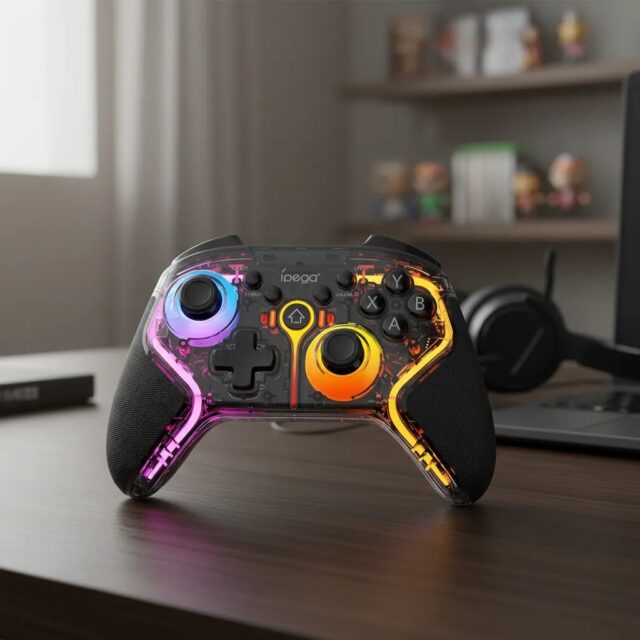 Control inalámbrico Bluetooth iPega PG-9666HH negro con luces RGB, compatible con Android, iOS MFI, PC, Switch, PS3 y PS4, con turbo, macros, programación de botones y vibración dual, foto 1 de 9