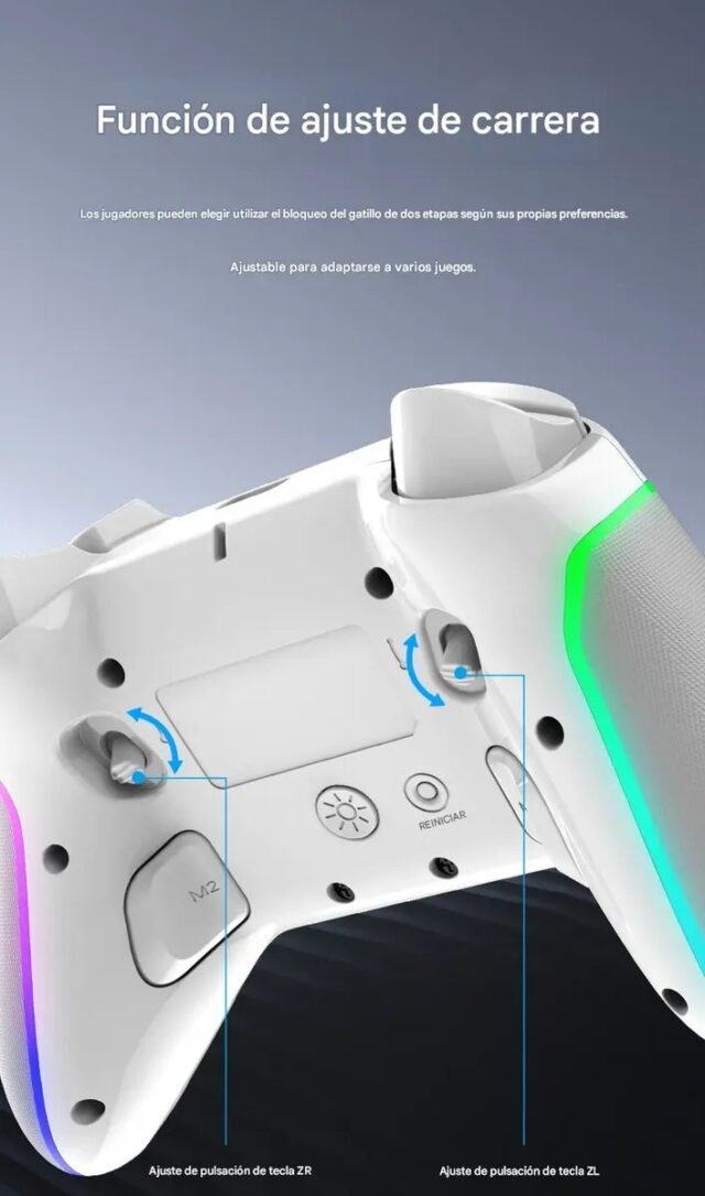 Control inalámbrico Bluetooth iPega PG-9666HH negro con luces RGB, compatible con Android, iOS MFI, PC, Switch, PS3 y PS4, con turbo, macros, programación de botones y vibración dual, foto 8 de 9