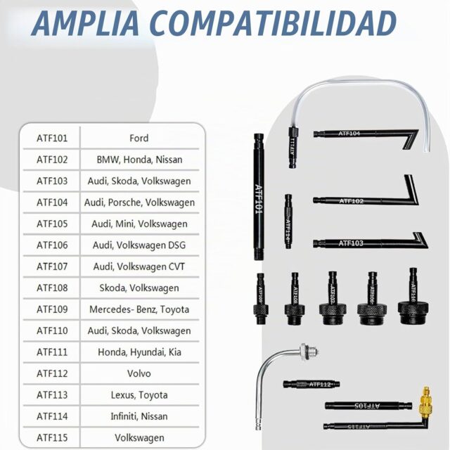 Kit de recarga ATF 7.5L con 15 adaptadores para transmisión automática, caja de almacenamiento y mango portátil para mantenimiento de vehículos, foto 2 de 3