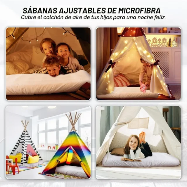 Paquete de 2 Sábanas ajustables para colchón de aire para niños compatibles con Intex (solo sábana), fiestas de pijamas, viajes, camping, para cama de aire, foto 3 de 4