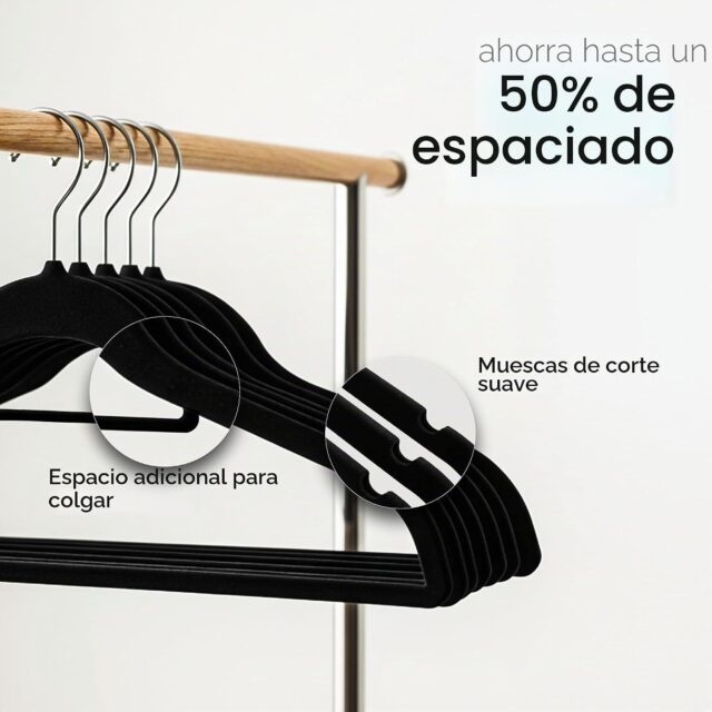 Juego de 25 perchas de terciopelo Utopia Home antideslizantes y delgadas, resistentes, con barra para corbata y gancho giratorio de 360 grados, que ahorran espacio y mantienen el closet ordenado, foto 3 de 7