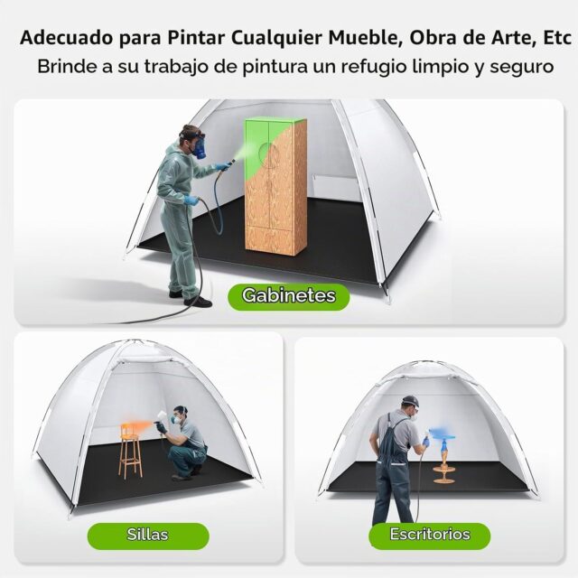 Cabina de pintura en aerosol portátil Dikutar de tela Oxford 420D de 10x8x6.6 pies, para proyectos en el hogar y bricolaje, con espacio cerrado para contener la pintura y facilitar el trabajo, foto 2 de 6