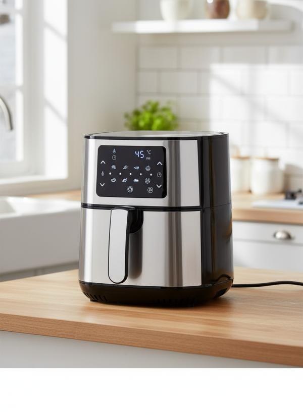 Olla freidora de aire Winning Star ST-2041 con panel digital táctil, carcasa de acero inoxidable y negro, manija frontal y pantalla de temperatura, para preparar frituras caseras con poco aceite, foto 1 de 5