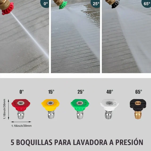 Pistola de lavado de alta presión con cañón de espuma 1 litro y 5 boquillas intercambiables para carro, moto, patio y hogar, foto 6 de 7