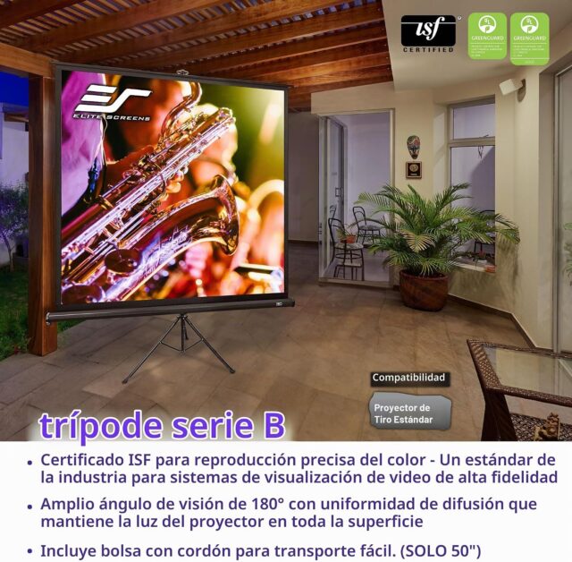 Pantalla de proyección 85 pulgadas trípode ajustable Elite Screens, 4K/8K Ultra HD, MaxWhite B, portátil para presentaciones, foto 4 de 5