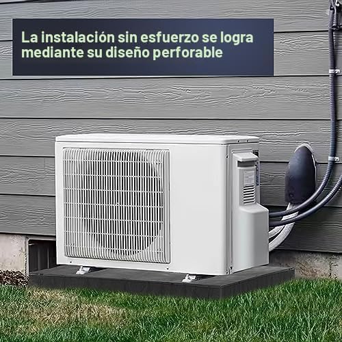 Base de soporte para unidad condensadora de aire acondicionado o mini split, de polipropileno gris con superficie antideslizante y parte inferior acanalada, resistente a la humedad, para exteriores, foto 3 de 8