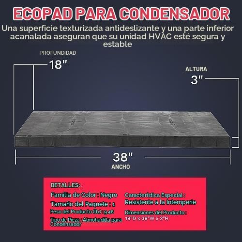Base de soporte para unidad condensadora de aire acondicionado o mini split, de polipropileno gris con superficie antideslizante y parte inferior acanalada, resistente a la humedad, para exteriores, foto 8 de 8