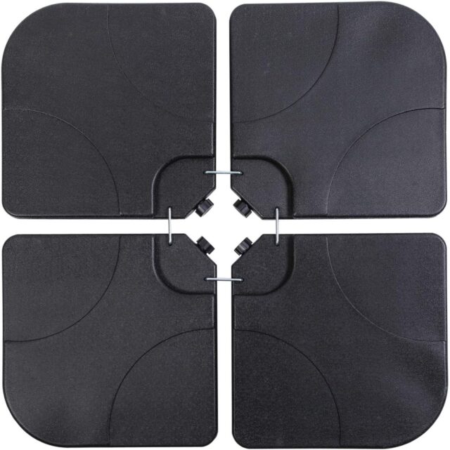 Juego de 4 bases cuadradas de polietileno de alta densidad para sombrilla de patio, con bloqueo en U, rellenables con agua o arena, capacidad de 15 l, color negro, para estabilizar la sombrilla, foto 5 de 5