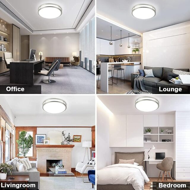 Lámpara de techo LED empotrada redonda de 48 W y 17,6 pulgadas, regulable del 10 al 100 % con control remoto, tres tonos de luz de 3000 a 6000 K y temporizador, para cocinas, baños y pasillos, foto 3 de 5