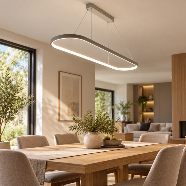 Lámpara de techo LED lineal colgante plateada para sala, comedor y dormitorio, luz blanca fría de 6000 K, tres tonos de luz para elegir, luz suave y no deslumbrante, para bar, restaurante u hotel, foto 1 de 6