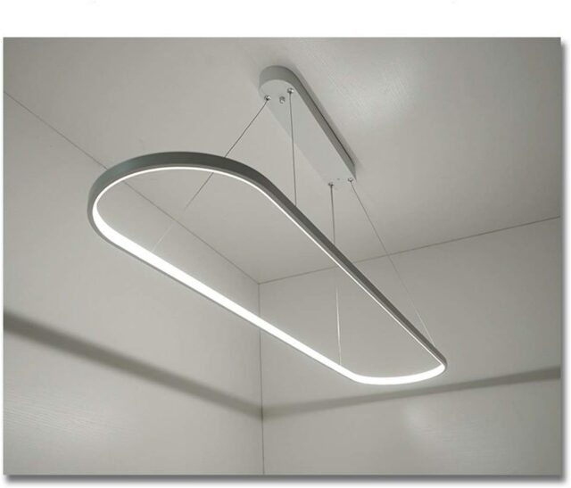 Lámpara de techo LED lineal colgante plateada para sala, comedor y dormitorio, luz blanca fría de 6000 K, tres tonos de luz para elegir, luz suave y no deslumbrante, para bar, restaurante u hotel, foto 4 de 6