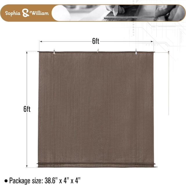 Lona de sombra para exterior de 1,83 x 1,83 m en tejido de punto transpirable color café, bloquea hasta 95 % de rayos UV, para terrazas, porches y pérgolas, con herrajes incluidos, foto 2 de 7