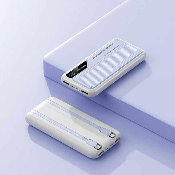 Batería de emergencia power bank naranja de 10000 mAh con celda de polímero de litio integrada y cables incorporados para cargar teléfonos móviles, con carcasa de material ABS y formato portátil, foto 4 de 4