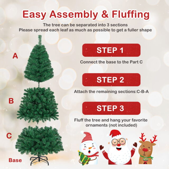 Árbol de Navidad artificial de PVC de 1,8 m con diseño clásico de pino, base de metal estable, para interiores y exteriores, sin luces para decorar a tu gusto, tamaño compacto para espacios pequeños, foto 6 de 6