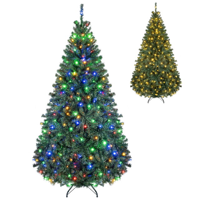 Árbol de Navidad artificial de 6 pies (1.83 m) con 350 luces LED y 11 modos de iluminación, agujas de PVC verde de 2 tonos, ramas con bisagras y base metálica plegable, retardante de llama, foto 5 de 5