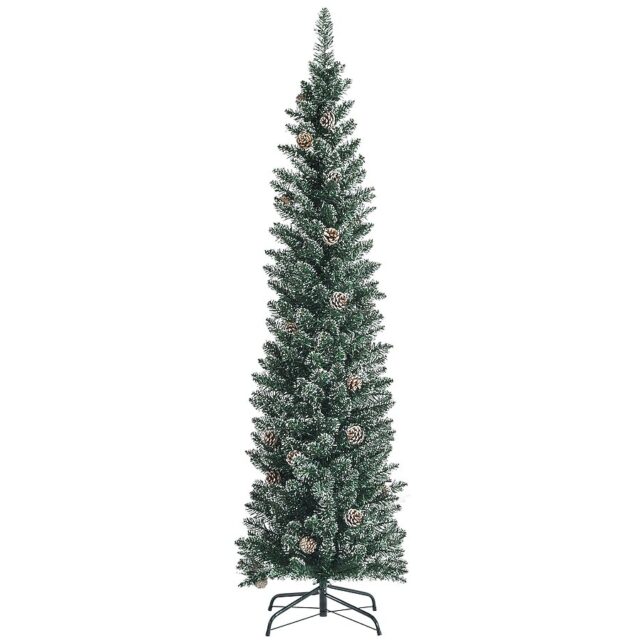 Árbol de Navidad artificial Costway Pencil 6 pies, con piñas, para interiores, hogar y fiestas, foto 1 de 4