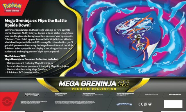 Colección premium Pokémon Mega Greninja ex con carta Mega Greninja ex, sobres de cartas Pokémon y sticker reutilizable, para coleccionistas y jugadores de Pokémon a partir de 6 años de edad, foto 4 de 4