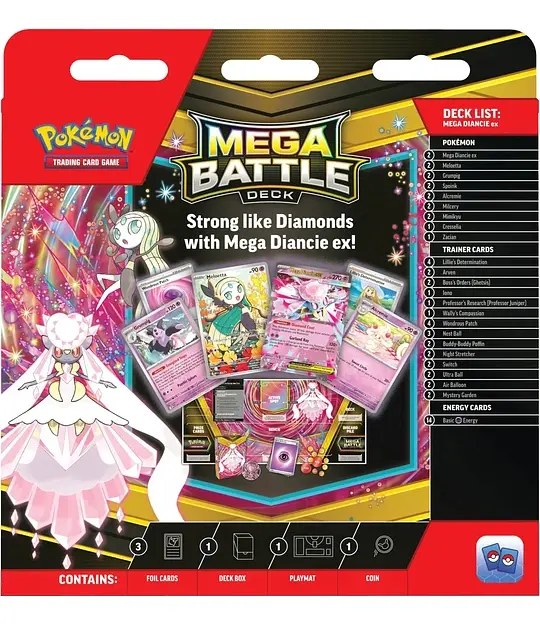 Mazo Pokémon TCG Mega Battle Deck Mega Diancie ex en inglés, baraja lista para jugar de 60 cartas con contadores de daño, moneda metálica, caja para cartas y tapete doble cara, nivel 2, foto 2 de 3
