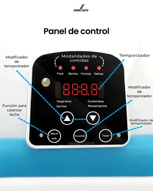 Calentador y esterilizador de teteros multifuncional TY-899 con display digital, modalidades de comida y defrost, foto 4 de 5