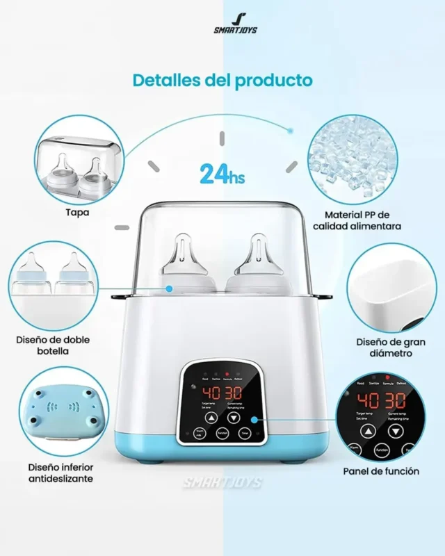 Calentador y esterilizador de teteros multifuncional TY-899 con display digital, modalidades de comida y defrost, foto 2 de 5