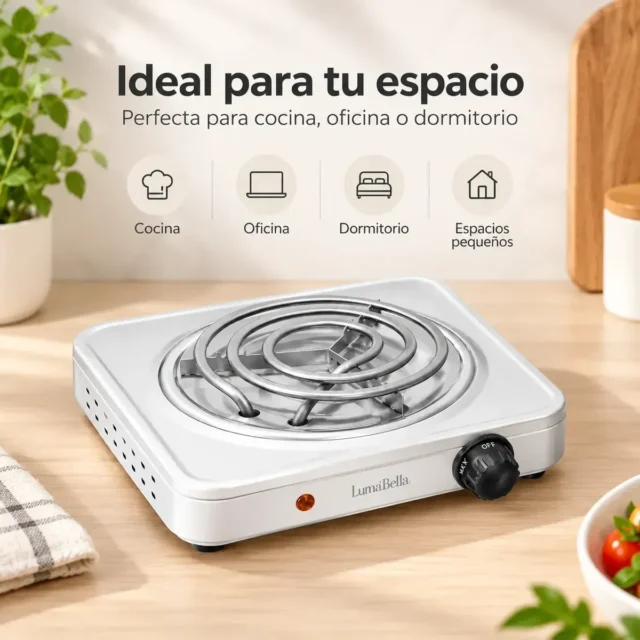 Plantilla eléctrica portátil Lumabells LB-57002 compacto con perilla de control de temperatura y calentamiento rápido para cocinas pequeñas, foto 3 de 4