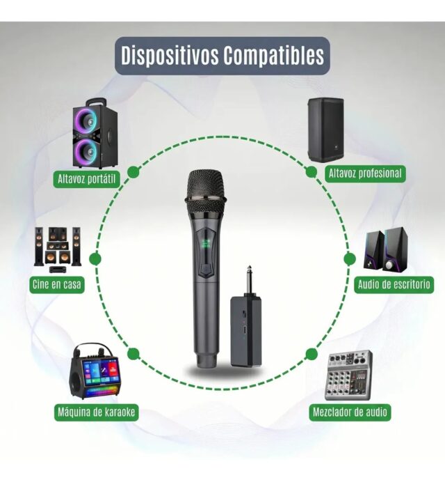 Micrófono de mano inalámbrico UHF negro modelo M10 para transmitir música, con materiales de plástico, PVC y metal, ideal para karaoke, fiestas, reuniones y presentaciones en casa o salón, foto 6 de 6